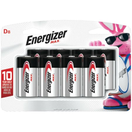 Energizer Max BATTRY ALKLN D 8PK E95BP-8H